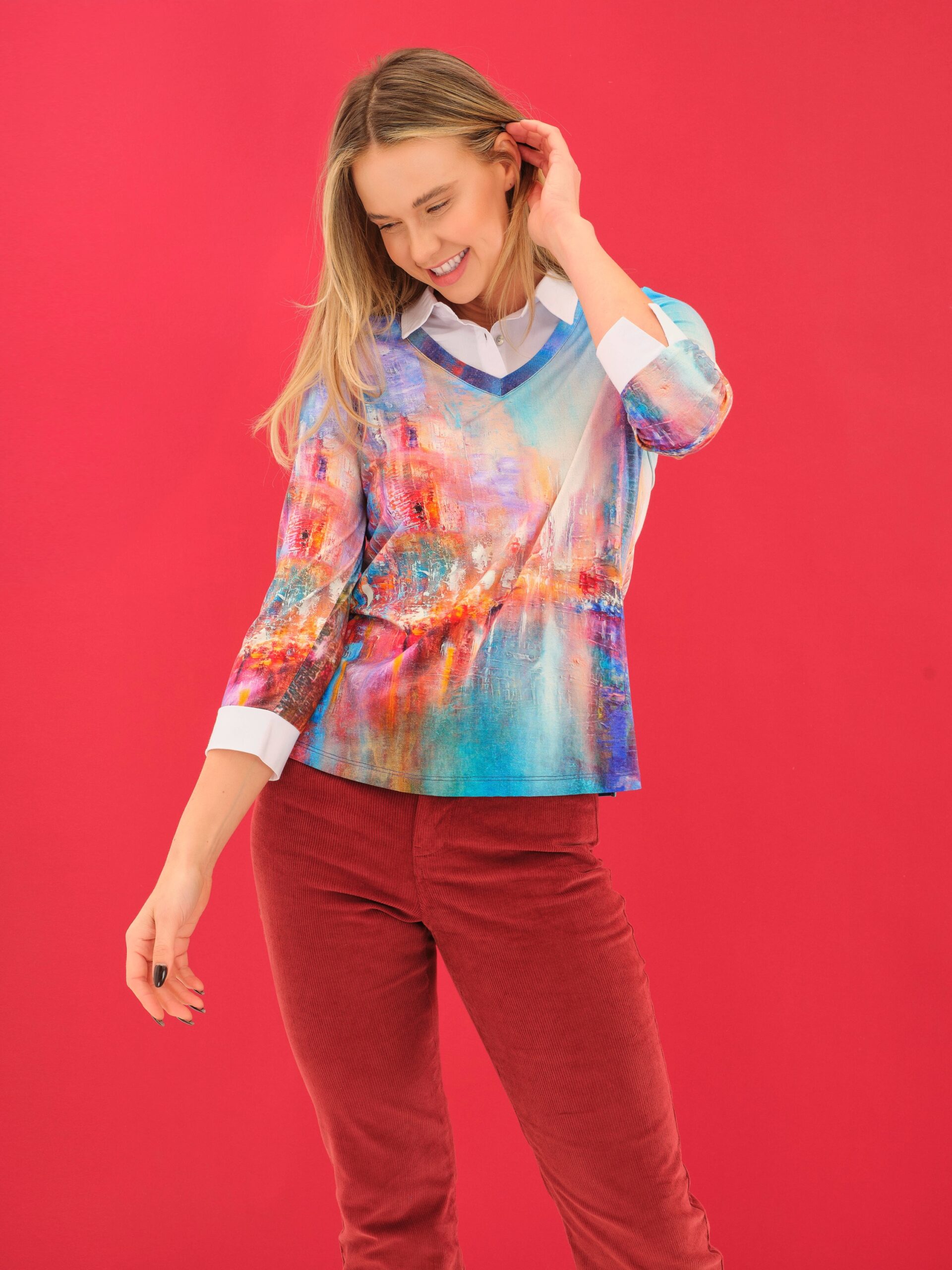 Dolcezza Top With Collar And Cuffs