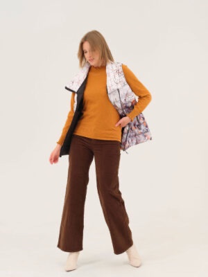 Dolcezza Gilet In White Black Blue Ciinamon