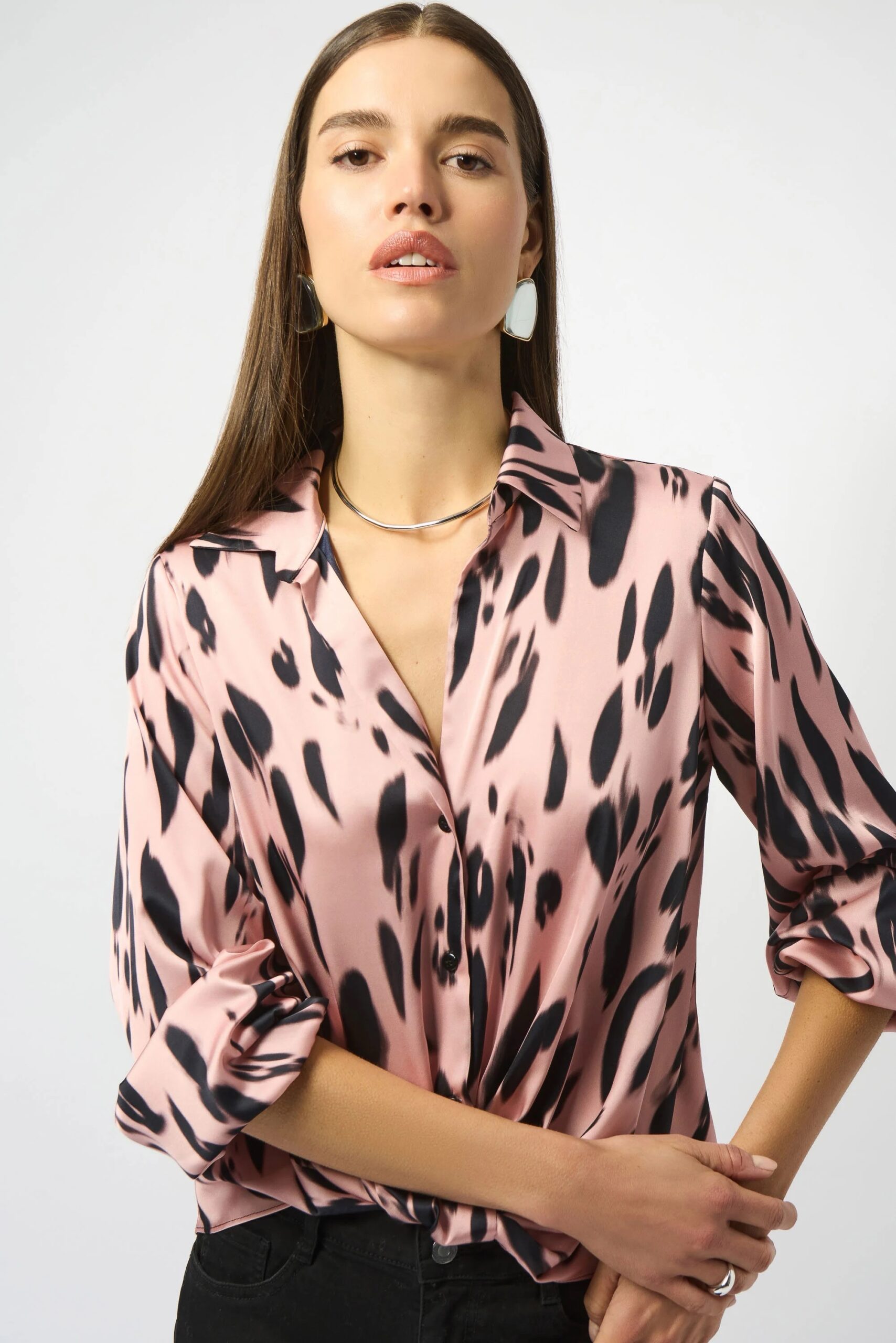 Joseph Ribkoff  Pink And Grey Blouse